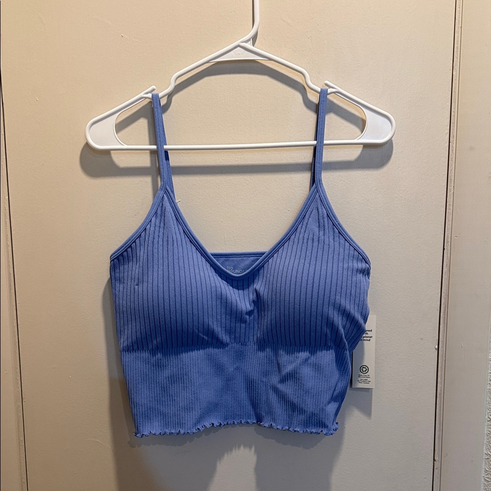 No Boundaries Blue Ribbed Tank Top
